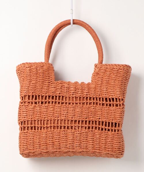 KOBE LETTUCE（コウベレタス）の「デザイン編みスクエアかごトートバッグ（トートバッグ・レディース・ベージュ/グレー/オレンジ・FREE）」の14枚目の写真