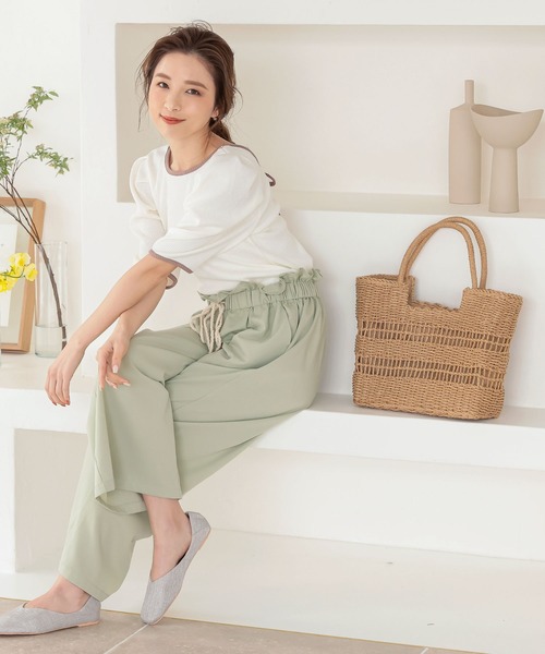 KOBE LETTUCE（コウベレタス）の「デザイン編みスクエアかごトートバッグ（トートバッグ・レディース・ベージュ/グレー/オレンジ・FREE）」の9枚目の写真