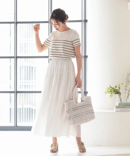 KOBE LETTUCE（コウベレタス）の「デザイン編みスクエアかごトートバッグ（トートバッグ・レディース・ベージュ/グレー/オレンジ・FREE）」の8枚目の写真