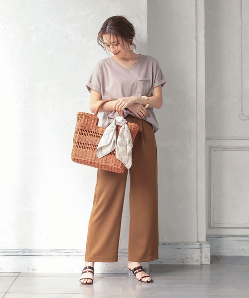 KOBE LETTUCE（コウベレタス）の「デザイン編みスクエアかごトートバッグ（トートバッグ・レディース・ベージュ/グレー/オレンジ・FREE）」の12枚目の写真