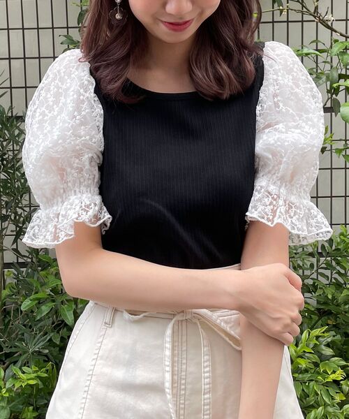 MAJESTIC LEGON（マジェスティックレゴン）の「∞キャンディスリーブトップス（Tシャツ/カットソー・レディース・ブラック/ベージュ/ホワイト系その他/ベージュ系その他2/ブラック系その他/ブラック系その他2・SMALL/MEDIUM）」の3枚目の写真