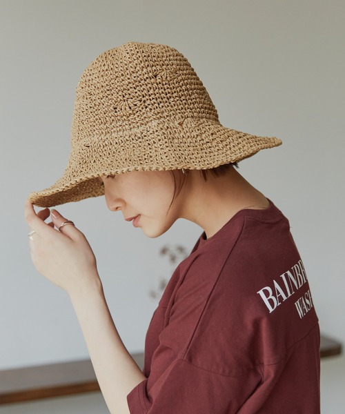 Auntie Rosa Holiday（アンティローザホリデー）の「プレーンペーパーハット(ワイヤー入り)（ハット・レディース・ベージュ/ナチュラル・FREE）」の3枚目の写真