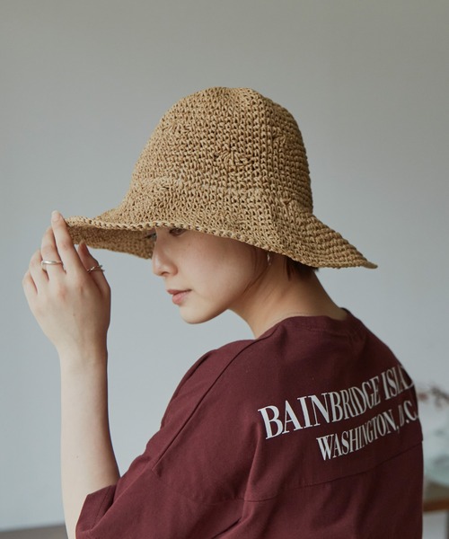 Auntie Rosa Holiday（アンティローザホリデー）の「プレーンペーパーハット(ワイヤー入り)（ハット・レディース・ベージュ/ナチュラル・FREE）」の6枚目の写真