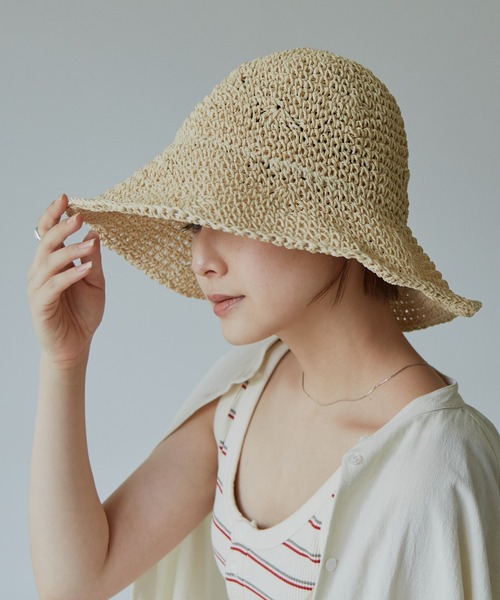 Auntie Rosa Holiday（アンティローザホリデー）の「プレーンペーパーハット(ワイヤー入り)（ハット・レディース・ベージュ/ナチュラル・FREE）」の8枚目の写真