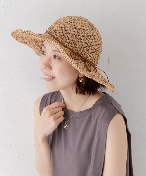 URBAN RESEARCH Sonny Label（アーバンリサーチサニーレーベル）の「リボン付きコマ編みハット（ハット・レディース・ネイビー/ベージュ/キャメル・ONE）」の3枚目の写真