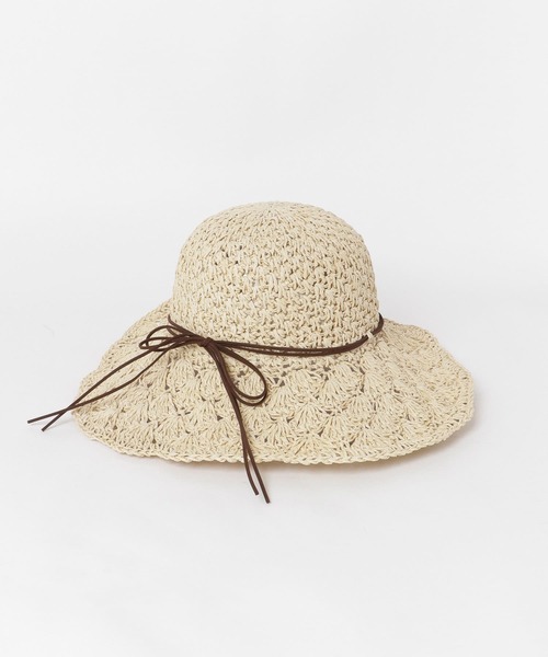 URBAN RESEARCH Sonny Label（アーバンリサーチサニーレーベル）の「リボン付きコマ編みハット（ハット・レディース・ネイビー/ベージュ/キャメル・ONE）」の6枚目の写真