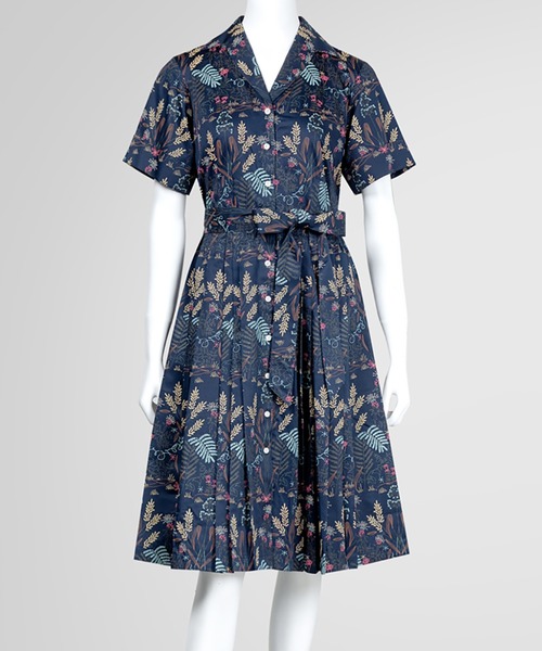 正規品販売 シャツワンピース ショートスリーブ ボタニカルフラワープリント サテン スーピマコットン シャツワンピース Sutevalle Org