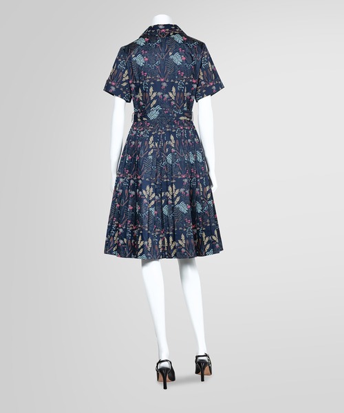 正規品販売 シャツワンピース ショートスリーブ ボタニカルフラワープリント サテン スーピマコットン シャツワンピース Sutevalle Org