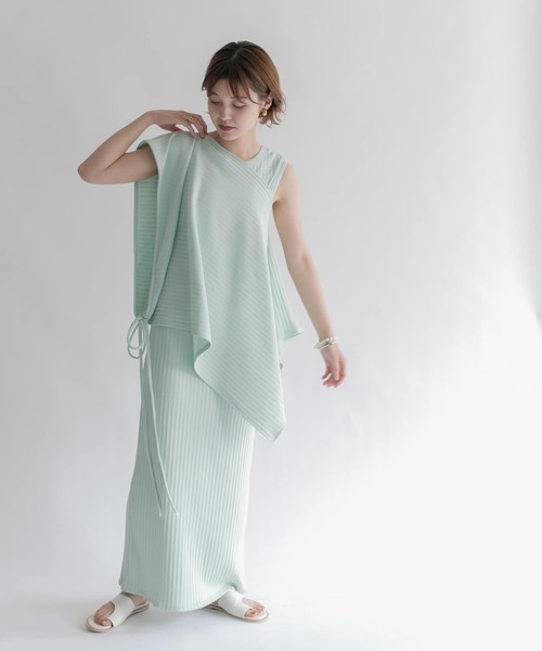 KBF（ケイビーエフ）の「マルチウェイランダムリブセットワンピース（ワンピース・レディース・チャコールグレー/ベージュ/ミント・ONE）」の4枚目の写真