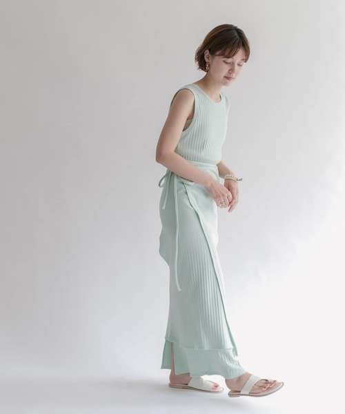 KBF（ケイビーエフ）の「マルチウェイランダムリブセットワンピース（ワンピース・レディース・チャコールグレー/ベージュ/ミント・ONE）」の7枚目の写真