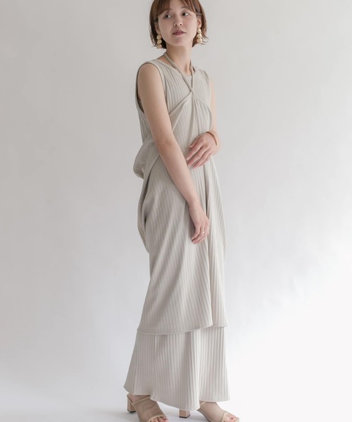 KBF（ケイビーエフ）の「マルチウェイランダムリブセットワンピース（ワンピース・レディース・チャコールグレー/ベージュ/ミント・ONE）」の9枚目の写真