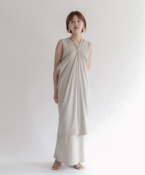 KBF（ケイビーエフ）の「マルチウェイランダムリブセットワンピース（ワンピース・レディース・チャコールグレー/ベージュ/ミント・ONE）」の10枚目の写真