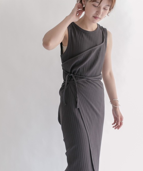 KBF（ケイビーエフ）の「マルチウェイランダムリブセットワンピース（ワンピース・レディース・チャコールグレー/ベージュ/ミント・ONE）」の13枚目の写真