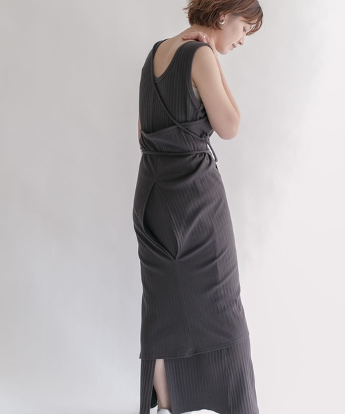 KBF（ケイビーエフ）の「マルチウェイランダムリブセットワンピース（ワンピース・レディース・チャコールグレー/ベージュ/ミント・ONE）」の14枚目の写真