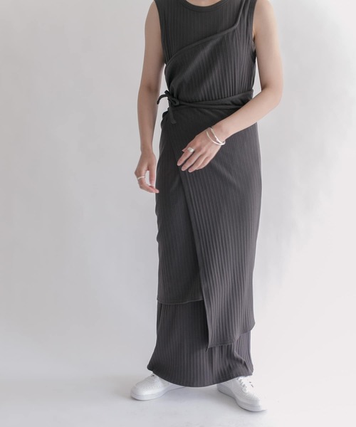 KBF（ケイビーエフ）の「マルチウェイランダムリブセットワンピース（ワンピース・レディース・チャコールグレー/ベージュ/ミント・ONE）」の15枚目の写真