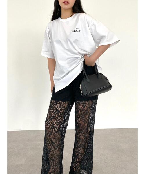 emutto（エミュット）の「【オリジナル】emuttoﾛｺﾞ ｵｰﾊﾞｰTｼｬﾂ（Tシャツ/カットソー・レディース・ホワイト/チャコールグレー/ブルー・FREE）」の21枚目の写真