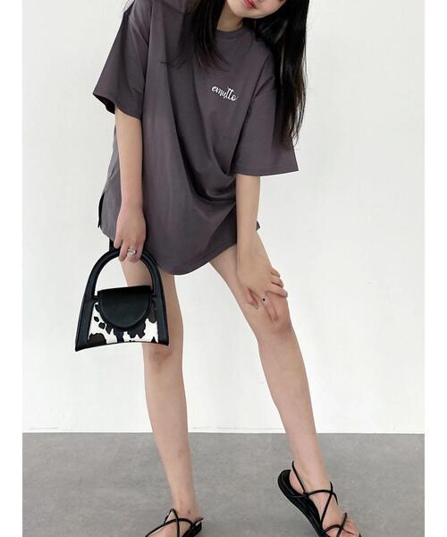 emutto（エミュット）の「【オリジナル】emuttoﾛｺﾞ ｵｰﾊﾞｰTｼｬﾂ（Tシャツ/カットソー・レディース・ホワイト/チャコールグレー/ブルー・FREE）」の22枚目の写真