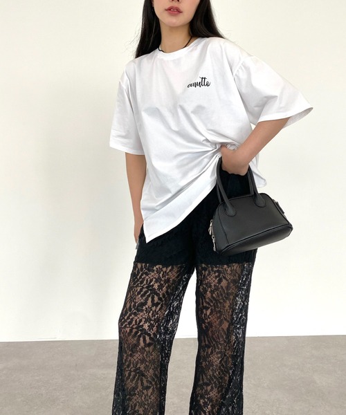 emutto（エミュット）の「【オリジナル】emuttoﾛｺﾞ ｵｰﾊﾞｰTｼｬﾂ（Tシャツ/カットソー・レディース・ホワイト/チャコールグレー/ブルー・FREE）」の2枚目の写真