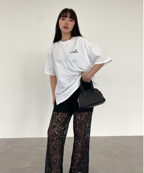 emutto（エミュット）の「【オリジナル】emuttoﾛｺﾞ ｵｰﾊﾞｰTｼｬﾂ（Tシャツ/カットソー・レディース・ホワイト/チャコールグレー/ブルー・FREE）」の6枚目の写真