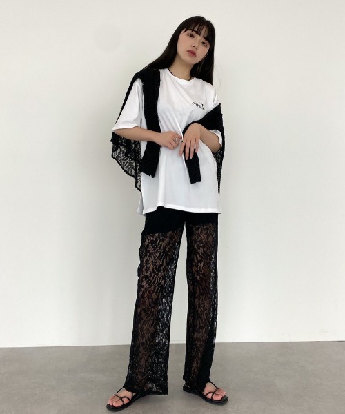 emutto（エミュット）の「【オリジナル】emuttoﾛｺﾞ ｵｰﾊﾞｰTｼｬﾂ（Tシャツ/カットソー・レディース・ホワイト/チャコールグレー/ブルー・FREE）」の5枚目の写真