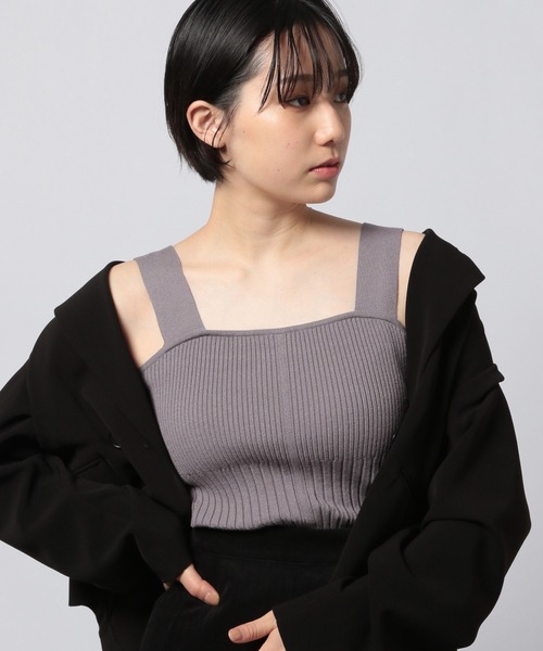 PAGEBOY(ページボーイ)の「ランダムリブニットタンク(ニット/セーター・レディース・ブラック/グレー/オフホワイト/イエロー/インディゴブルー・FREE)」の4枚目の写真