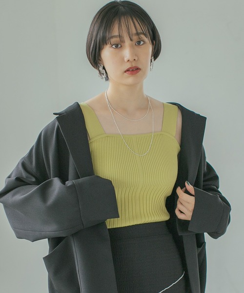 PAGEBOY(ページボーイ)の「ランダムリブニットタンク(ニット/セーター・レディース・ブラック/グレー/オフホワイト/イエロー/インディゴブルー・FREE)」の1枚目の写真