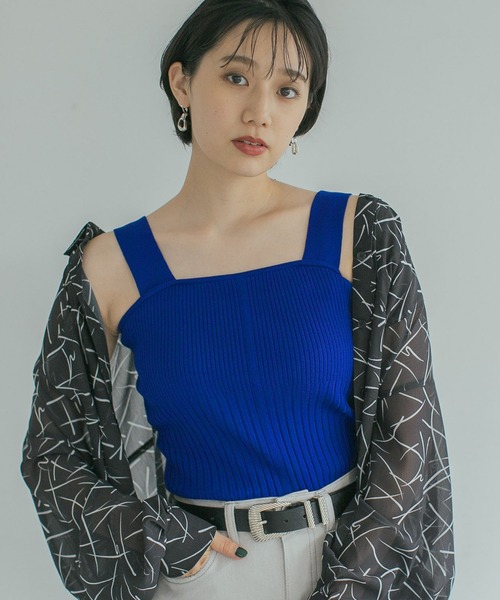 PAGEBOY(ページボーイ)の「ランダムリブニットタンク(ニット/セーター・レディース・ブラック/グレー/オフホワイト/イエロー/インディゴブルー・FREE)」の5枚目の写真