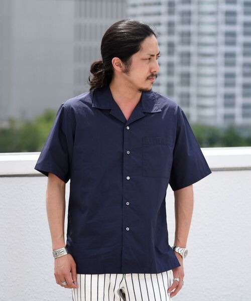 SHIPS(シップス)の「SHIPS: スーピマコットン タイプライター オープンカラーシャツ S/S(シャツ/ブラウス・メンズ・ベージュ/ホワイト/グレー/ネイビー・LARGE/MEDIUM/SMALL)」の4枚目の写真