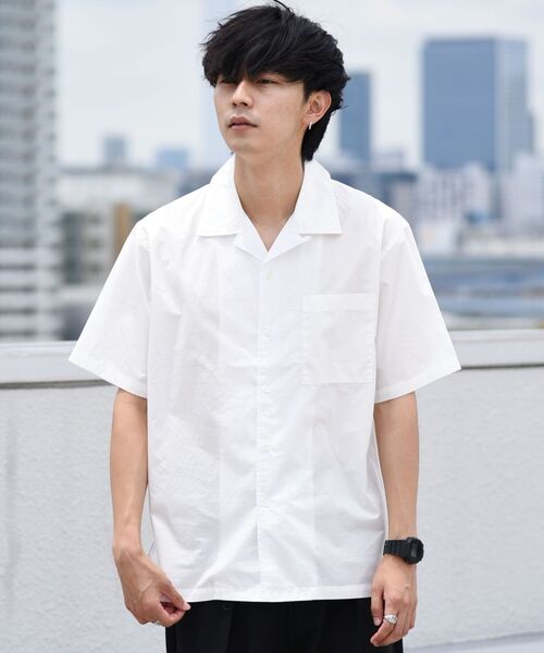 SHIPS(シップス)の「SHIPS: スーピマコットン タイプライター オープンカラーシャツ S/S(シャツ/ブラウス・メンズ・ベージュ/ホワイト/グレー/ネイビー・LARGE/MEDIUM/SMALL)」の9枚目の写真