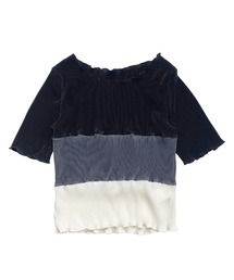 musubore | メロウプリーツ配色トップス(Tシャツ/カットソー)