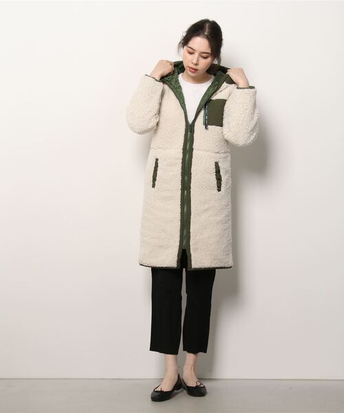 ROXY（ロキシー）の「ROXY/ロキシー   ロング丈無地ボアジャケット   RJK214066（その他アウター・レディース・ベージュ/ホワイト/ブラック・M/L）」の2枚目の写真