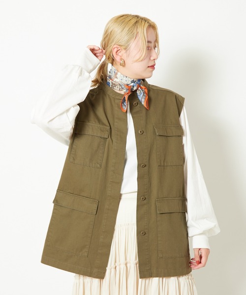 CIAOPANIC（チャオパニック）の「ミリタリーベスト（ベスト・レディース・ブラック/オリーブ・FREE）」の4枚目の写真