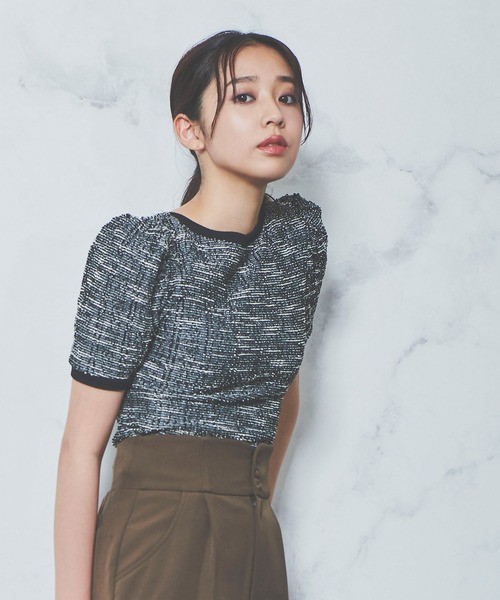 ROYAL PARTY(ロイヤルパーティー)の「パワショルツィードトップス(Tシャツ/カットソー・レディース・オフホワイト/ブラック/ピンク・FREE)」の22枚目の写真