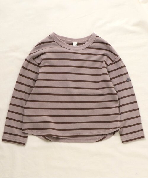 apres les cours（アプレレクール）の「リラックスボーダーTシャツ（Tシャツ/カットソー・キッズ・ベージュ/ブラウン/サックスブルー/ラベンダー・90/100/110/120/80/130/140）」の4枚目の写真