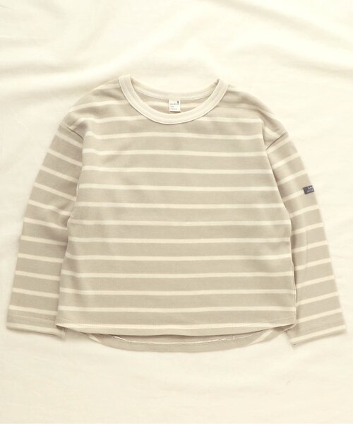 apres les cours（アプレレクール）の「リラックスボーダーTシャツ（Tシャツ/カットソー・キッズ・ベージュ/ブラウン/サックスブルー/ラベンダー・90/100/110/120/80/130/140）」の2枚目の写真
