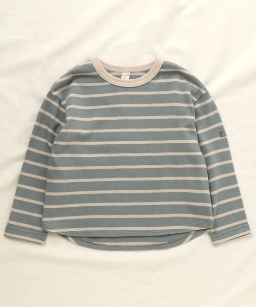 apres les cours（アプレレクール）の「リラックスボーダーTシャツ（Tシャツ/カットソー・キッズ・ベージュ/ブラウン/サックスブルー/ラベンダー・90/100/110/120/80/130/140）」の3枚目の写真