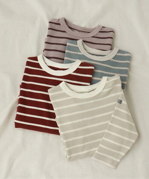 apres les cours（アプレレクール）の「リラックスボーダーTシャツ（Tシャツ/カットソー・キッズ・ベージュ/ブラウン/サックスブルー/ラベンダー・90/100/110/120/80/130/140）」の7枚目の写真