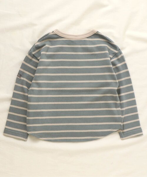 apres les cours（アプレレクール）の「リラックスボーダーTシャツ（Tシャツ/カットソー・キッズ・ベージュ/ブラウン/サックスブルー/ラベンダー・90/100/110/120/80/130/140）」の11枚目の写真