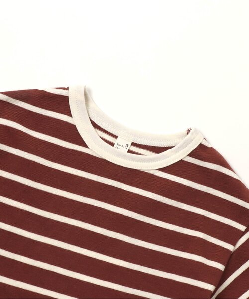 apres les cours（アプレレクール）の「リラックスボーダーTシャツ（Tシャツ/カットソー・キッズ・ベージュ/ブラウン/サックスブルー/ラベンダー・90/100/110/120/80/130/140）」の12枚目の写真