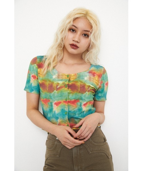 LAGUA GEM（ラグアジェム）の「INK CUT TOPS（Tシャツ/カットソー・レディース・ブルー/オレンジ・FREE）」の2枚目の写真