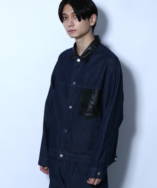 HARE（ハレ）の「レザーキリカエデニムジャケット(HARE)（デニムジャケット・メンズ・ブラック系その他/ブルー系その他・SMALL/MEDIUM）」の3枚目の写真