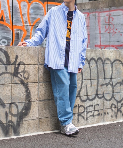 WEGO(ウィゴー)の「WEGO/ワイドテーパードデニムパンツ(デニムパンツ・メンズ・スカイブルー/ブラック/コバルトブルー・MEDIUM/LARGE)」の13枚目の写真