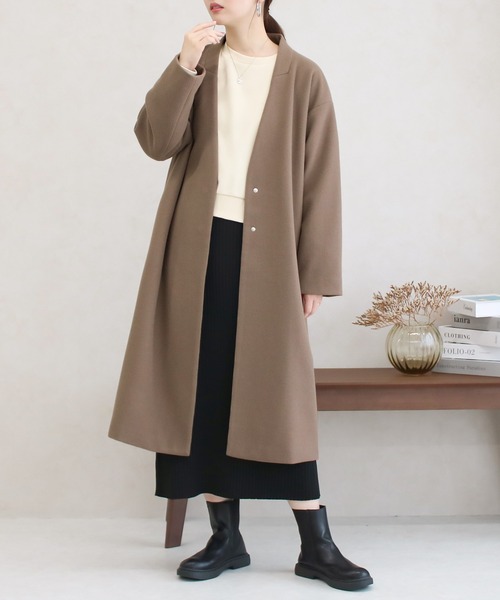 【サイズ展開あり】ノーカラーロングコート(ノーカラーコート)|Social GIRL(ソーシャルガール) 【サイズ展開あり】ノーカラーロングコート(ノーカラーコート)|Social GIRL(ソーシャルガール)