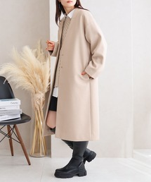 Social GIRL | Vネック バックスリット ノーカラーコート ロングコート(ノーカラーコート)