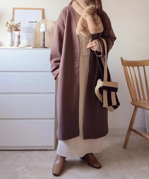 【サイズ展開あり】ノーカラーロングコート(ノーカラーコート)|Social GIRL(ソーシャルガール) 【サイズ展開あり】ノーカラーロングコート(ノーカラーコート)|Social GIRL(ソーシャルガール)