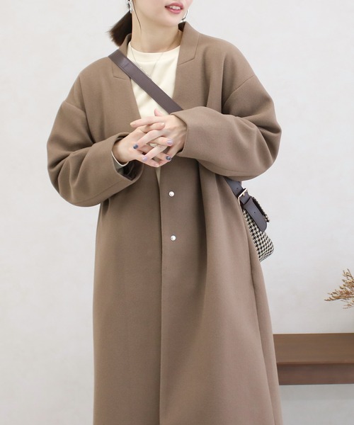 【サイズ展開あり】ノーカラーロングコート(ノーカラーコート)|Social GIRL(ソーシャルガール) 【サイズ展開あり】ノーカラーロングコート(ノーカラーコート)|Social GIRL(ソーシャルガール)