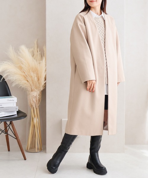 【サイズ展開あり】ノーカラーロングコート(ノーカラーコート)|Social GIRL(ソーシャルガール) 【サイズ展開あり】ノーカラーロングコート(ノーカラーコート)|Social GIRL(ソーシャルガール)
