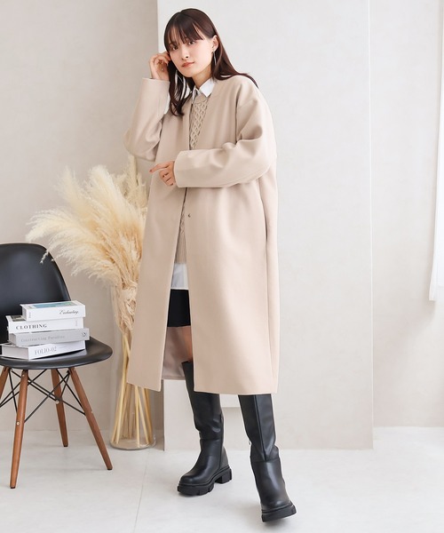 【サイズ展開あり】ノーカラーロングコート(ノーカラーコート)|Social GIRL(ソーシャルガール) 【サイズ展開あり】ノーカラーロングコート(ノーカラーコート)|Social GIRL(ソーシャルガール)