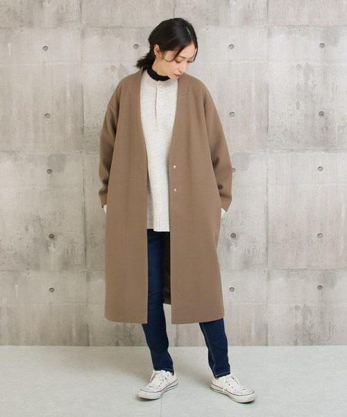 【サイズ展開あり】ノーカラーロングコート(ノーカラーコート)|Social GIRL(ソーシャルガール) 【サイズ展開あり】ノーカラーロングコート(ノーカラーコート)|Social GIRL(ソーシャルガール)