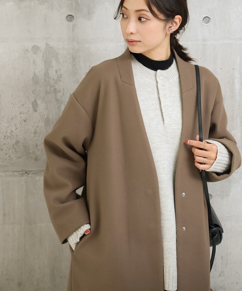 【サイズ展開あり】ノーカラーロングコート(ノーカラーコート)|Social GIRL(ソーシャルガール) 【サイズ展開あり】ノーカラーロングコート(ノーカラーコート)|Social GIRL(ソーシャルガール)